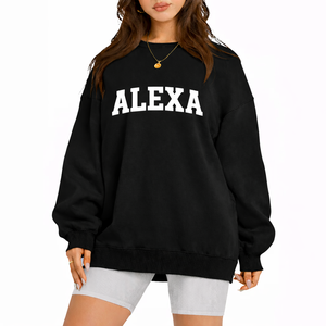 Sweat-shirt pour femmes avec logo brodé, col rond, pull-over de qualité supérieure, tissu doux et chaud, look élégant et décontracté - Product Image 1