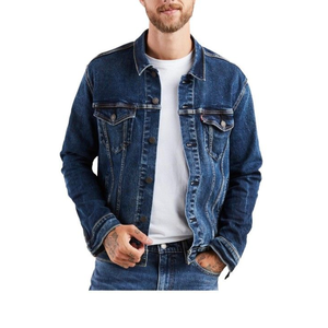 Veste en jean à manches longues slim de haute qualité, design personnalisé, style classique déchiré, veste en jean bleu vintage pour hommes - Product Image 1