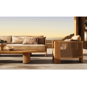Luxury The Plaza Teak Oval <b>Outdoor</b> Coffee <b>Table</b> Contemporary Resort Villa Hotel Patio Furniture Collection - Product Image 2
