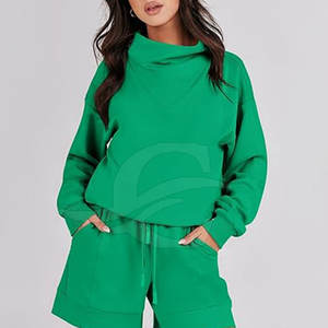 Ensemble de survêtement 2 pièces en coton pour homme, imprimé numérique, brodé, délavé à l'acide, avec sweat à capuche zippé et short - Product Image 2