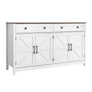 Mobile Bar da Caffè Stile Fattoria con 2 Cassetti e 4 Ante Scorrevoli, Credenza Buffet Stile Chic Urbano - Product Image 1