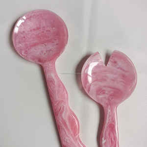 Produit phare : Ustensiles de service à salade en résine artisanale Kiswah Craft, motif tourbillon rose aqua, sans BPA, sans plomb, sans danger pour les aliments, pour la maison - Product Image 5