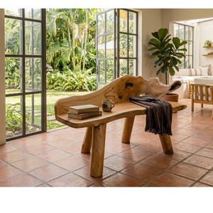 ARTERRA Muebles de Patio de Lujo Hechos a Mano para Casa, Villa o Resort, Banco de Raíz de Teca Rústico Premium - Product Image 5