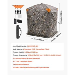 Accessoire de camouflage de chasse à 270 degrés pour 1-2 personnes, sac de transport portable et résistant pour abri de chasse au cerf pop-up - Product Image 6