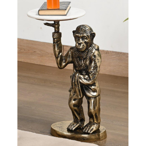 Mesa auxiliar de aluminio con acabado dorado antiguo de lujo, hecha a mano, con diseño botánico vintage de ramas de árbol, para sala de estar y hogar. - Product Image 2