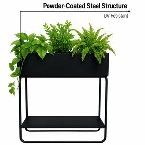 Vietnam OEM/ODM Rectangular Plant Stand with Lower Shelf Modern Metal <b>Planter</b> <b>Box</b> for Indoor & Outdoor Use ODGGAB014 - Product Image 6