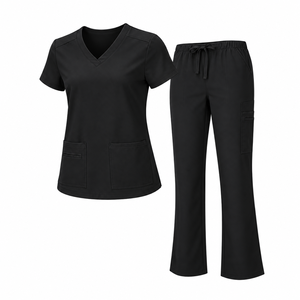 Conjunto de Uniforme Médico Rosa Polvoriento para Mujer, Blusa con Cuello en V y Manga Corta con Bolsillos, Pantalones con Cordón, Uniforme de Enfermería para Hospital y Clínica - Product Image 3