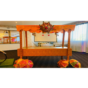 Auvent décoratif pour stands de restauration de mariage indien, stand traditionnel de réception Rehdi, en bois traité, léger, taille personnalisée - Product Image 1