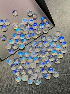 Piedra de Luna Arcoíris Blanca Redonda Cabujón con Fuego Azul Intenso, Gema Natural de Piedra de Luna 4mm 5mm 6mm 8mm 10mm para Joyería - Product Image 5