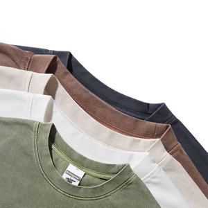 เสื้อยืดโอเวอร์ไซส์วินเทจผ้าคอตตอนถักเนื้อหนา 100% แขนสั้น คอกลม พิมพ์ลายดิจิตอลด้านหน้า พร้อมสกรีนโลโก้ตามสั่ง สำหรับผู้ชาย - Product Image 4