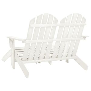 Sedia Adirondack a 2 posti e mobili da giardino in legno di abete in stile bianco - Product Image 4