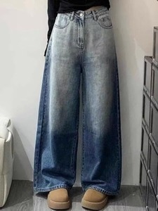 Women's <b>Boot</b> Cut Utility Denim Jeans with Pockets-Eco-Friendly Mid Waist Vintage Style - Product Image 3