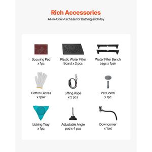 Estación de Lavado para Perros de Acero Inoxidable 304 con Rampa Antideslizante de 50 Pulgadas, Cajón de Almacenamiento y Grifo de Agua Fría y Caliente para Peluquería Canina - Product Image 6