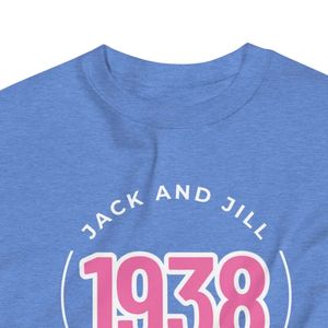 เสื้อสเวตเชิ้ตสีชมพูแบบยูนิเซ็กซ์ แจ็คแอนด์จิลล์ ลายวงกลม JJ ปี 1938 เสื้อคอกลมพรีเมียม แขนยาว สไตล์ลำลอง ขายส่ง - Product Image 3