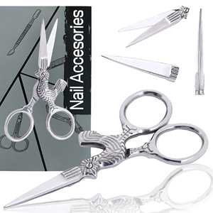 Ciseaux à broder en acier inoxydable avec motif de coq vintage, ciseaux de précision pour couper le fil à coudre, ciseaux de qualité supérieure pour travaux manuels - Product Image 1