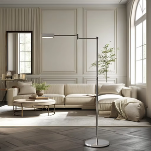 Lampe de sol LED Lumetal T2057B, design minimaliste, hauteur réglable, couleur de la pampille personnalisable, pour hôtel, chambre à coucher, salon, bureau - Product Image 1