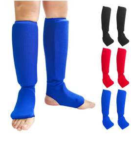 Protège-tibias en tissu de coton bleu HAWK SPORTS INDUSTRIES avec fermeture à tirette – Protection légère pour le kickboxing et la protection des mollets et des pieds - Product Image 1