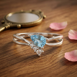 Latest Design OEM High Quality Blue Topaz Diamond 18K 14K 9K Classic <b>Gift</b> White Gold Rings for Women - Product Image 6