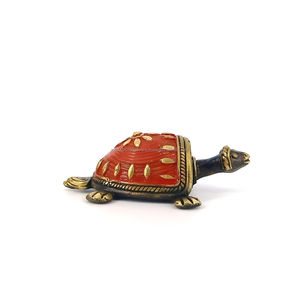 Crafted Tribal Brass Handmade Red Brass Tortoise Showpiece <b>Statue</b> Turtle Figurine Red 3.5 Inch Table Weight Home Office - Product Image 2