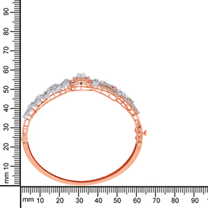 Luxury Women's 14K Rose Gold Lab Grown Diamond Classic <b>Bangle</b> <b>Bracelet</b> with Multi-Row Mesh and Circular Clasp Design - Product Image 4