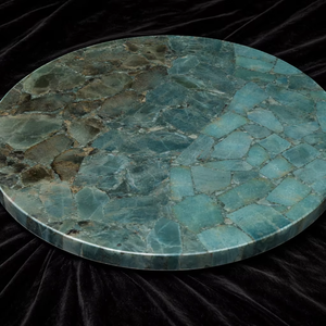 Mesa de Centro Moderna y Ecológica de Piedra de Amazonita y Ágata, Redonda, para Decoración del Hogar, Diwali - Product Image 1