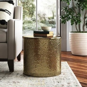 Table d'appoint en aluminium de haute qualité, mobilier de qualité supérieure, accent métallique, table ottoman pour hôtel, maison, salon, laiton - Product Image 4