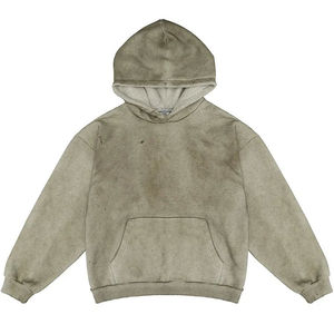 2026 Men's High Quality 100% Cotton Distressed Hoodies Unisex Streetwear Sweatshirts Wholesale Customizable Winter Clothing - Product Image 6
