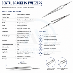 Professional Dental Brackets Tweezers Stainless Steel Orthodontic <b>Instrument</b> Surgical Operation Manual CE Certified Class I Al - Product Image 6