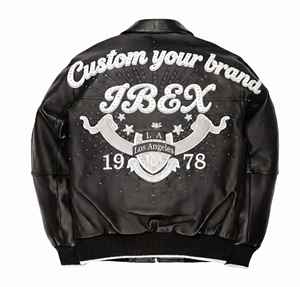 Blouson Bomber en Cuir d'Agneau Personnalisé pour Homme, Faible MOQ, Broderie et Strass, Qualité Supérieure, Taille Américaine, Veste d'Automne, Fabricant OEM - Product Image 4