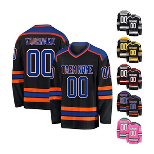 Maillot de hockey sur glace unisexe personnalisé rouge, col en V, impression sublimée, évacuation de l'humidité, respirant, anti-UV, manches longues, polyester, nom de l'équipe - Product Image 4
