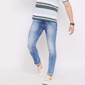 <b>Men's</b> Slim Fit Stonewashed Blue <b>Denim</b> Jeans Mid Waist Straight Leg Casual Style Spring Wear - Product Image 5