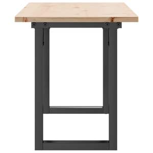 Tavolino da caffè con struttura a O in legno massello di pino e acciaio, dimensioni 43,3 x 15,7 x 17,7 pollici - Product Image 5