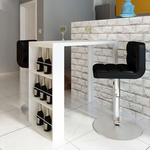 Table de bar en MDF blanc brillant avec porte-bouteilles, meubles élégants et stylés - Product Image 1