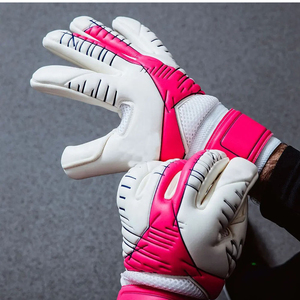 Gants de gardien de but de football blancs et roses en PU, à doigts entiers, antidérapants, respirants, avec sangle de poignet réglable, unisexe - Product Image 6