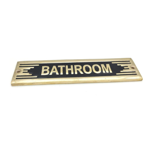 Nouvelle arrivée : Plaque de porte en laiton pour salle de bain |   Plaque de nom murale et de porte en métal faite à la main, décorative pour salle de bain, maison, hôtel, bureau - Product Image 1