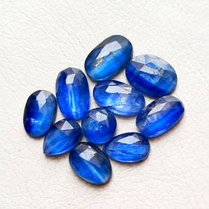 พลอยไคยาไนต์สีน้ำเงินทรงโรสคัท คัดสรรพิเศษ 10 ชิ้น ชุดพลอยไคยาไนต์สีน้ำเงินธรรมชาติแบบหลังแบน สำหรับทำเครื่องประดับ DIY - Product Image 4