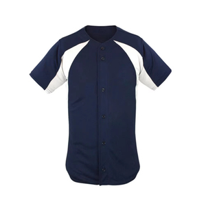 Maillot de baseball bleu marine pour homme avec accents blancs sur les manches et fermeture boutonnée, coupe classique, manches courtes, uniforme pour adultes - Product Image 5