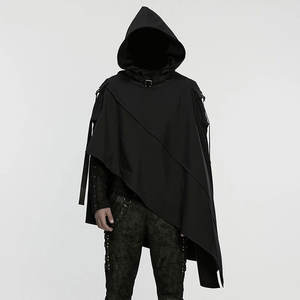 Manteau à Capuche Noir Gothique pour Homme, Style Punk, Coupe Irrégulière, Vente Chaude, OEM ODM, Vente en Gros 2026 - Product Image 1