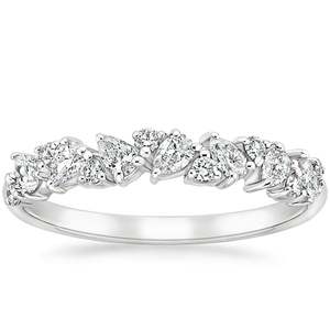 Anillo de Boda de Lujo con Diamantes Cultivados en Laboratorio, Corte Pera y Redondo, con Iniciales, Oro Blanco Sólido de 18K, Joyería para Mujer, Personalizado - Product Image 1