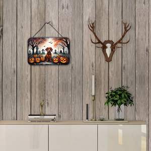 Teckel multicolore Spooky Halloween Tenture murale Nouvelle barre de porte en métal aluminium Plaque de salle de bain Cuisine Décoration intérieure 8HX12W - Product Image 4