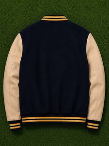 Chaqueta Varsity Premium Personalizada para Hombre, Chaqueta de Béisbol con Letras Bordadas, Mangas de Cuero y Cierre de Botones - Product Image 2