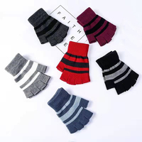 Vente en gros de gants mi-doigts en tricot acrylique d'hiver unisexes sur mesure pour adultes
