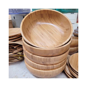 Natural Bamboo Eco-Friendly Microwave Safe Washable Serving Bowl for Salad Soup Cake Rice & Party <b>Kitchen</b> Use - Product Image 3