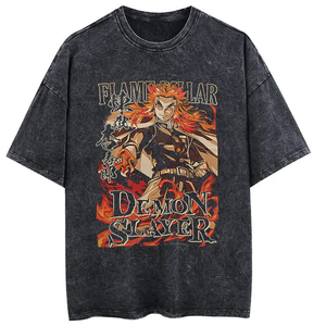 Camiseta holgada gráfica vintage lavada con cuello redondo, estilo oversize Y2K, streetwear, hip hop, urbana, con efecto stonewashed y corte boxy. - Product Image 3
