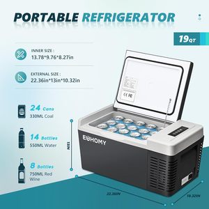EUHOMY 12 Volt <b>Refrigerator</b>, 19QT(18L) Compressor Electric Cooler APP Control, Car Fridge Portable <b>Refrigerator</b> 12/24V DC - Product Image 2