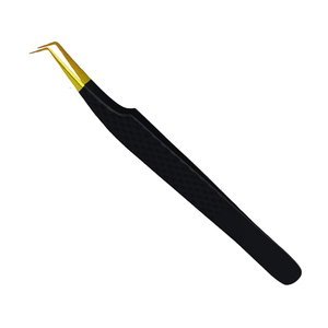 Juego de Pinzas para Pestañas de Acero Inoxidable con Mango Negro y Punta Dorada, Varias Formas para Extensión de Pestañas, Opción de Etiqueta Personalizada - Product Image 3