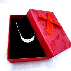925 Sterling Silver Custom Crescent <b>Name</b> Necklace with Moissanite Cable Chain Trendy Style - Product Image 2