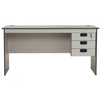 Bureau d'ordinateur moderne NUHOOM-BASIC en panneau stratifié, avec trois tiroirs de rangement, finition grise, table pour ordinateur portable, bureau à domicile, DIY