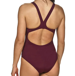 Factory Direct Sale Plus Size Solid Color Custom Made Women's Swimming Suit Front Logo 1 Breathable Spandex/Polyester Low Price - Product Image 4