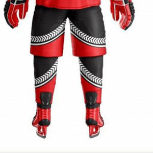 Men's Hockey Uniform Set Black <b>Red</b> Skull Design Heat-Transfer Printing Breathable 100% Polyester Adult Jersey Pants <b>Gloves</b> - Product Image 4